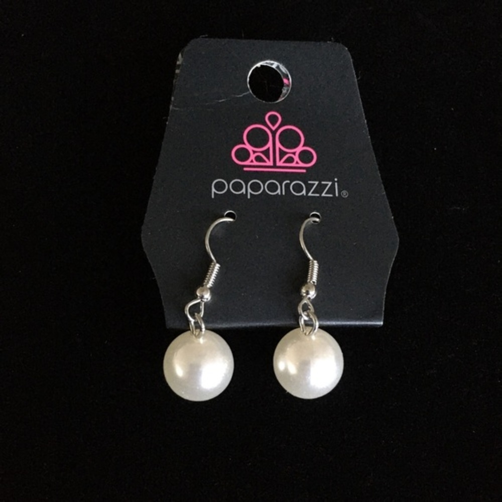 Buy 2 Get 1 Paparazzi Faux Pearl Silver Tone Hook Back Earrings
